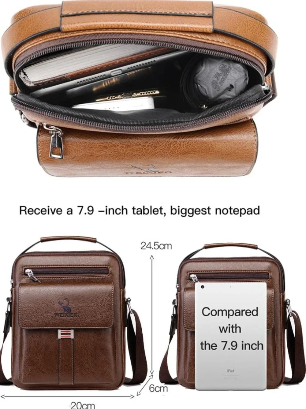 Vintage PU Leather Messenger Bag for Men - Small Crossbody Shoulder Satchel